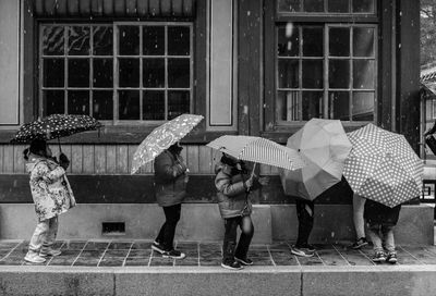 People in rain