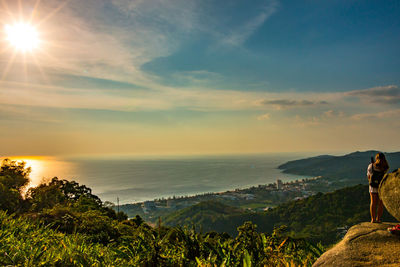 Scenic view of sea during sunset