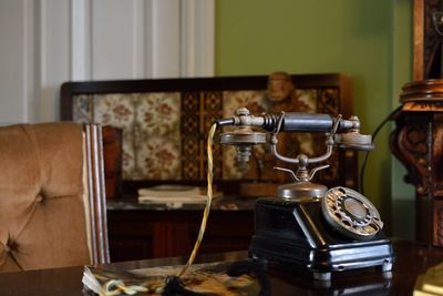 Close-up of vintage telephone