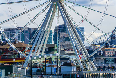 Abstract illustration of the bottom of the great wheel in seattle, washington.