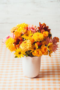 Close-up of flower pot on table