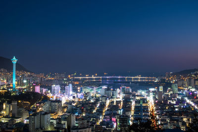 Illuminated city at night