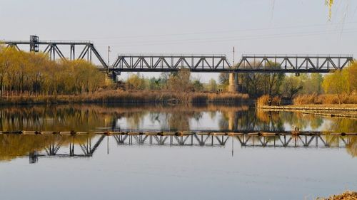 Bridge over river against sky