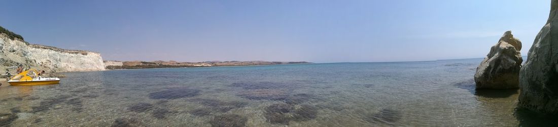 Panoramic view of sea against clear sky