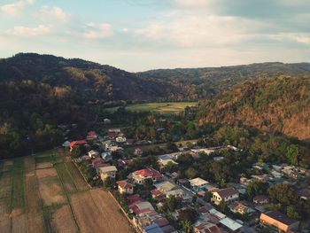 High angle view of landscape against sky