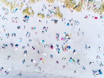 High angle view of people on beach