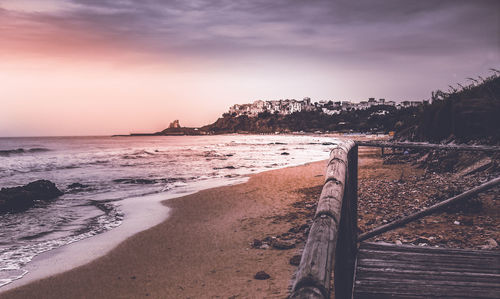 Scenic view of sea at sunset