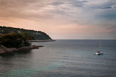 Scenic view of sea against sky during sunset