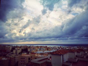 High angle view of cityscape against sky