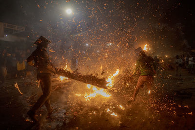 Perang obor is a fire war ceremony of tegalsambi village, jepara indonesia