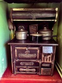 Close-up of old objects at home