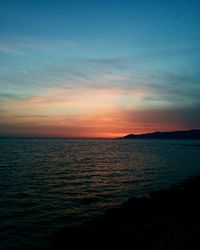 Scenic view of sea against sky at sunset