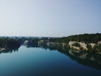 Scenic view of lake against clear sky