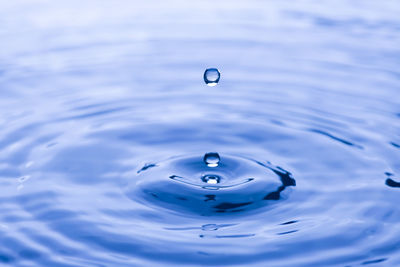 Close-up of drop splashing in water