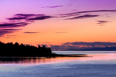 Scenic view of sea against orange sky