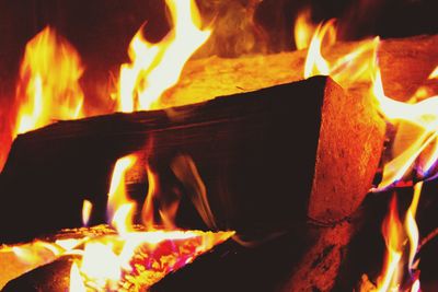 Close-up of bonfire at night