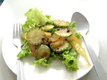 High angle view of vegetables in plate