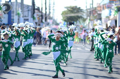 View of footpath in city