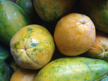 Full frame shot of papayas for sale at market stall