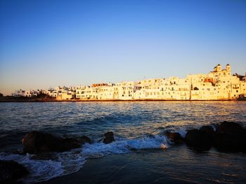 Scenic view of sea against clear sky