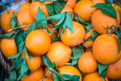 Full frame shot of oranges in market