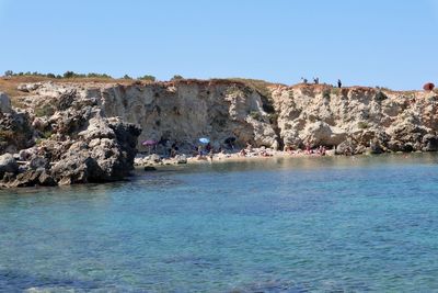 Scenic view of sea against clear sky