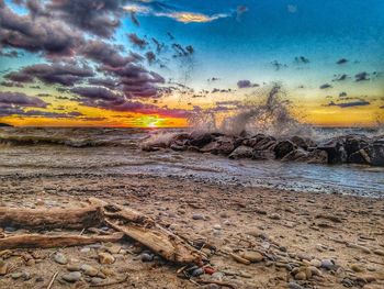 Scenic view of sea against sky during sunset