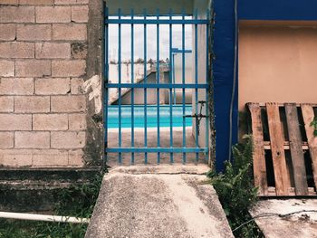 Closed door of building