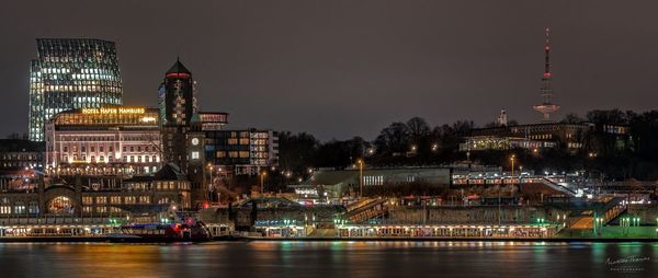 View of illuminated city at night