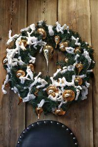 High angle view of christmas decoration on table