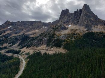 Scenic view of landscape and mountains against sky
