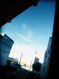 Low angle view of buildings against clear sky