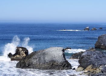 Scenic view of sea against clear sky