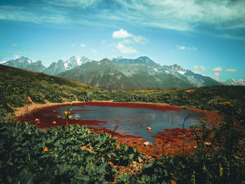 Scenic view of mountains against sky