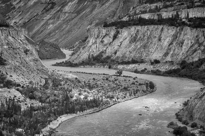 High angle view of road passing through landscape