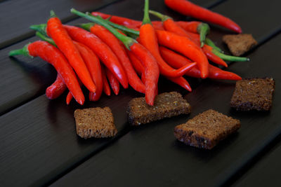 High angle view of vegetables on table