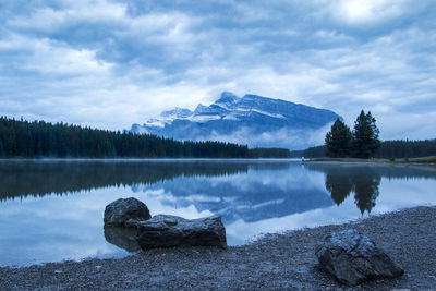 Scenic view of lake against sky