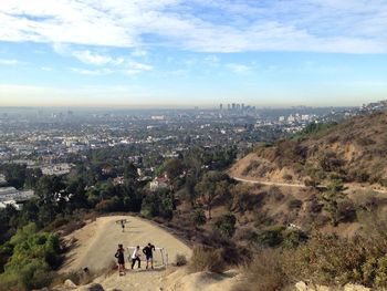 Woman looking at cityscape