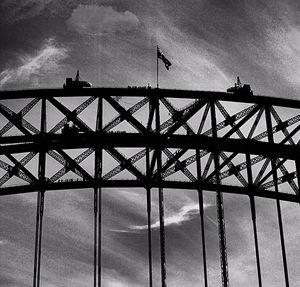 Low angle view of silhouette birds on building against sky