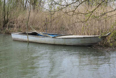 Scenic view of boats in lake