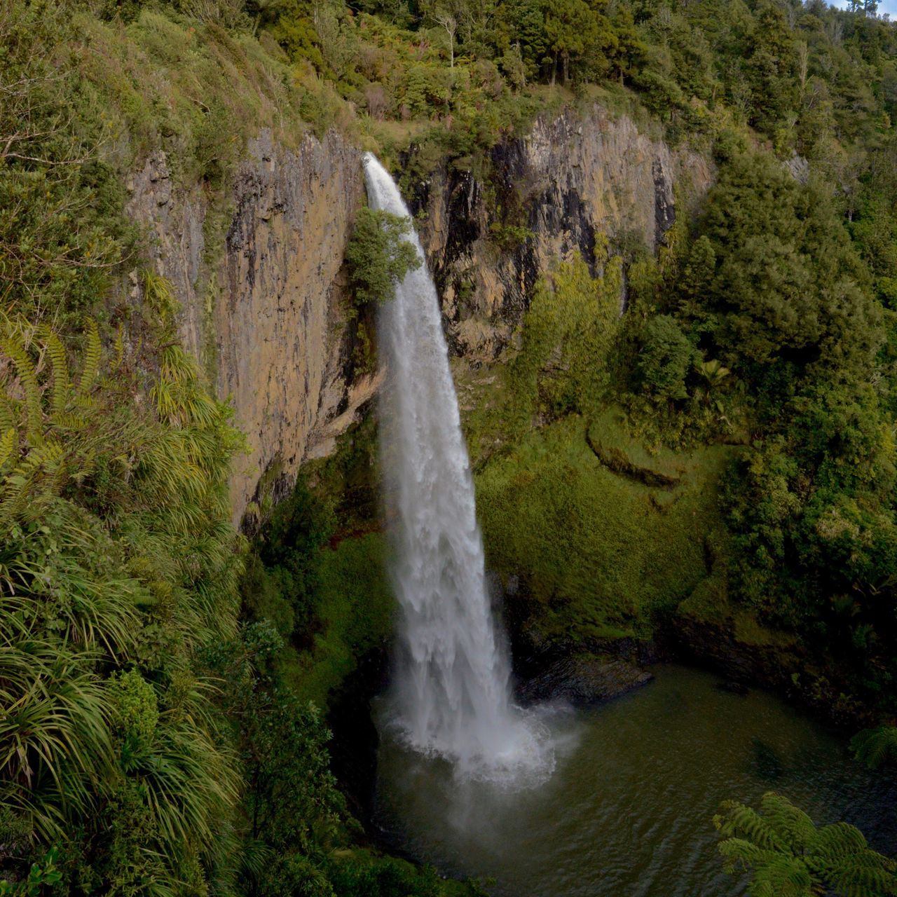 waterfall, water, flowing water, motion, long exposure, beauty in nature, scenics, flowing, nature, rock - object, forest, tree, rock formation, green color, power in nature, mountain, idyllic, lush foliage, blurred motion, moss