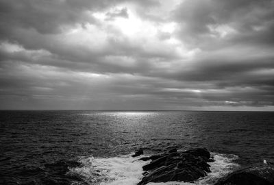 Scenic view of sea against cloudy sky