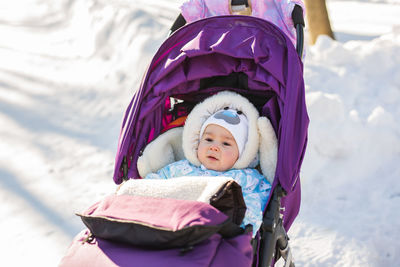 View of child in snow