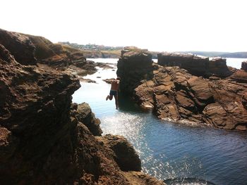 Scenic view of sea against clear sky