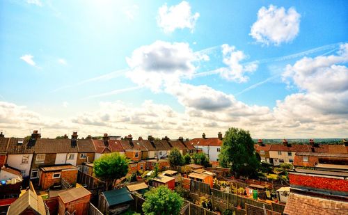 High angle view of townscape against sky