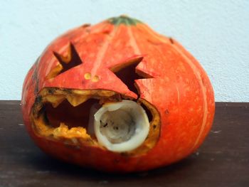 Close-up of pumpkin on table