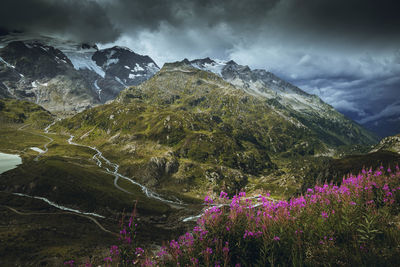 Scenic view of mountains against sky