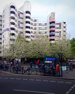 Road with buildings in background