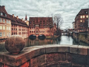 Canal passing through city buildings