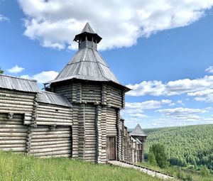 Low angle view of old building against sky